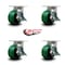 Service Caster 6 Inch Heavy Duty Green Poly on Cast Iron Swivel Caster Set with Brakes, 4PK SCC-KP92S630-PUR-GB-SLB-4 - alternate 2